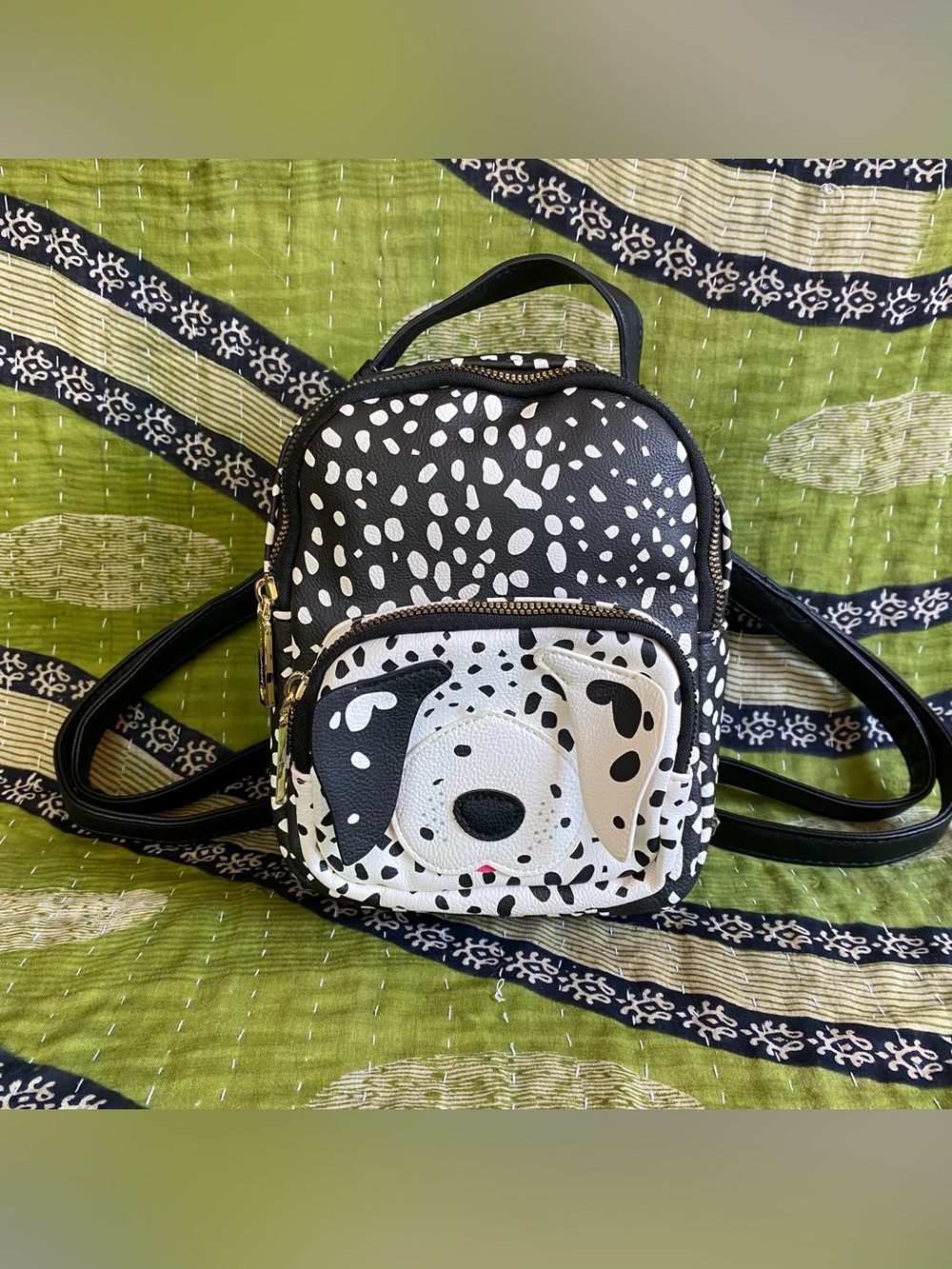 Betsey Johnson Black/ White Dalmatian Spot Puppy Mini Backpack Kawaii Harajuku
